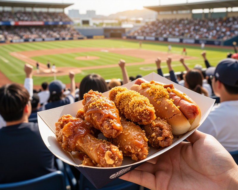 Delicious snacks at a Korean baseball stadium