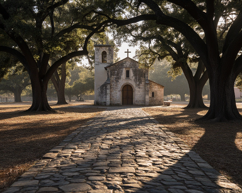 A peaceful church path in Texas