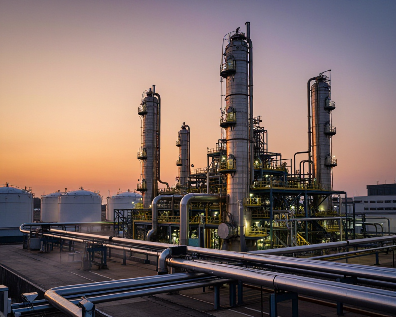 Petrochemical Industrial Complex at Sunset