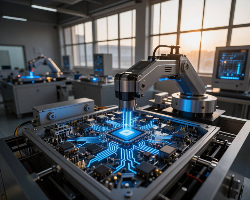 Futuristic Semiconductor and AI Industry Concept